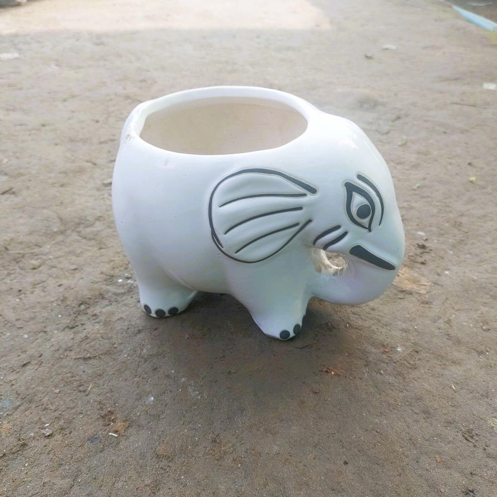 6 Inch White Cute Elephant Designer Ceramic Pot 6 Inch White Cute Elephant Designer Ceramic Pot