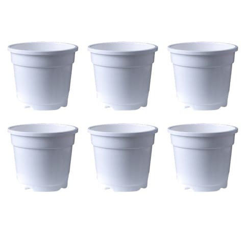Set of 06 - 8 Inch White Nursery Pot