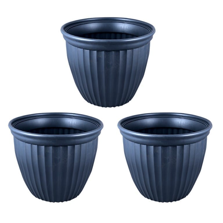 Set of 03 - 8 Inch Grey Premium Lotus Heavy Plastic Pot Set of 03 - 8 Inch Grey Premium Lotus Heavy Plastic Pot