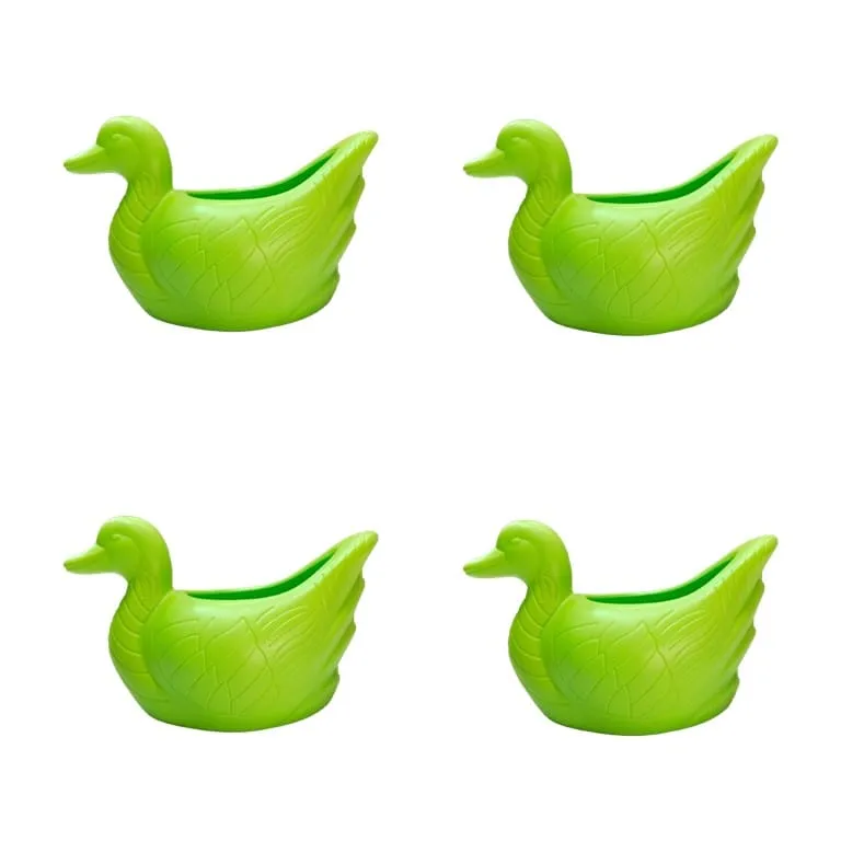 Set of 4 - 6.5 X 5.5 Inch Green Premium Duck Plastic Pot