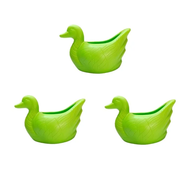 Set of 3 - 6.5 X 5.5 Inch Green Premium Duck Plastic Pot