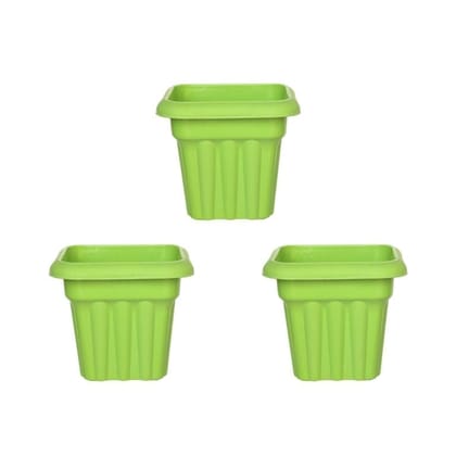 Buy Set of 03 - 8 Inch Green Heavy Square Plastic Pot Online | Urvann.com