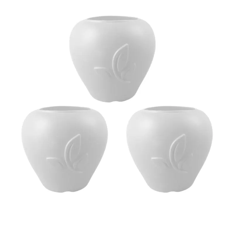 Set of 03 - 7 Inch Plain White Premium Apple Leaf Plastic Pot