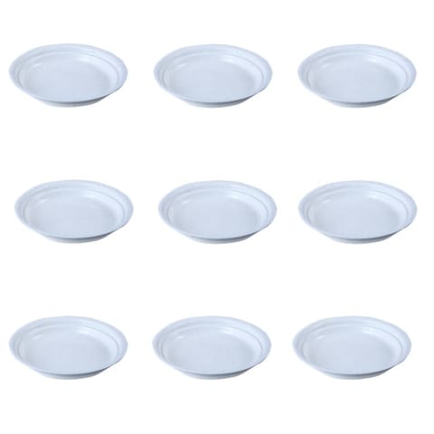 Set of 09 - 5 Inch White Premium Round Trays - To keep under the Pots
