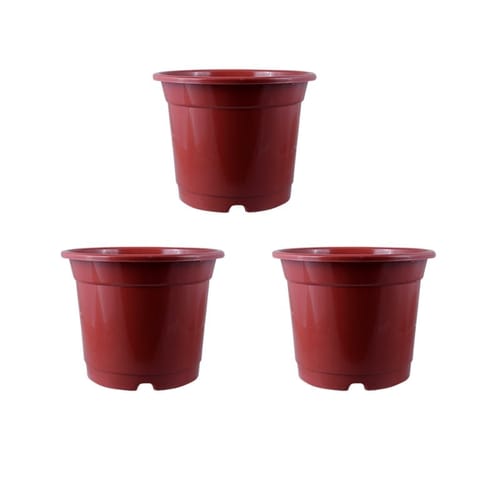 Set of 03 - 8 Inch Red Nursery Pot