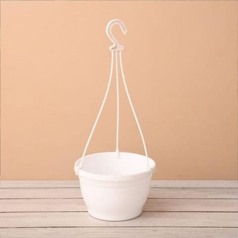 6 Inch White Premium Evara Hanging Plastic Pot