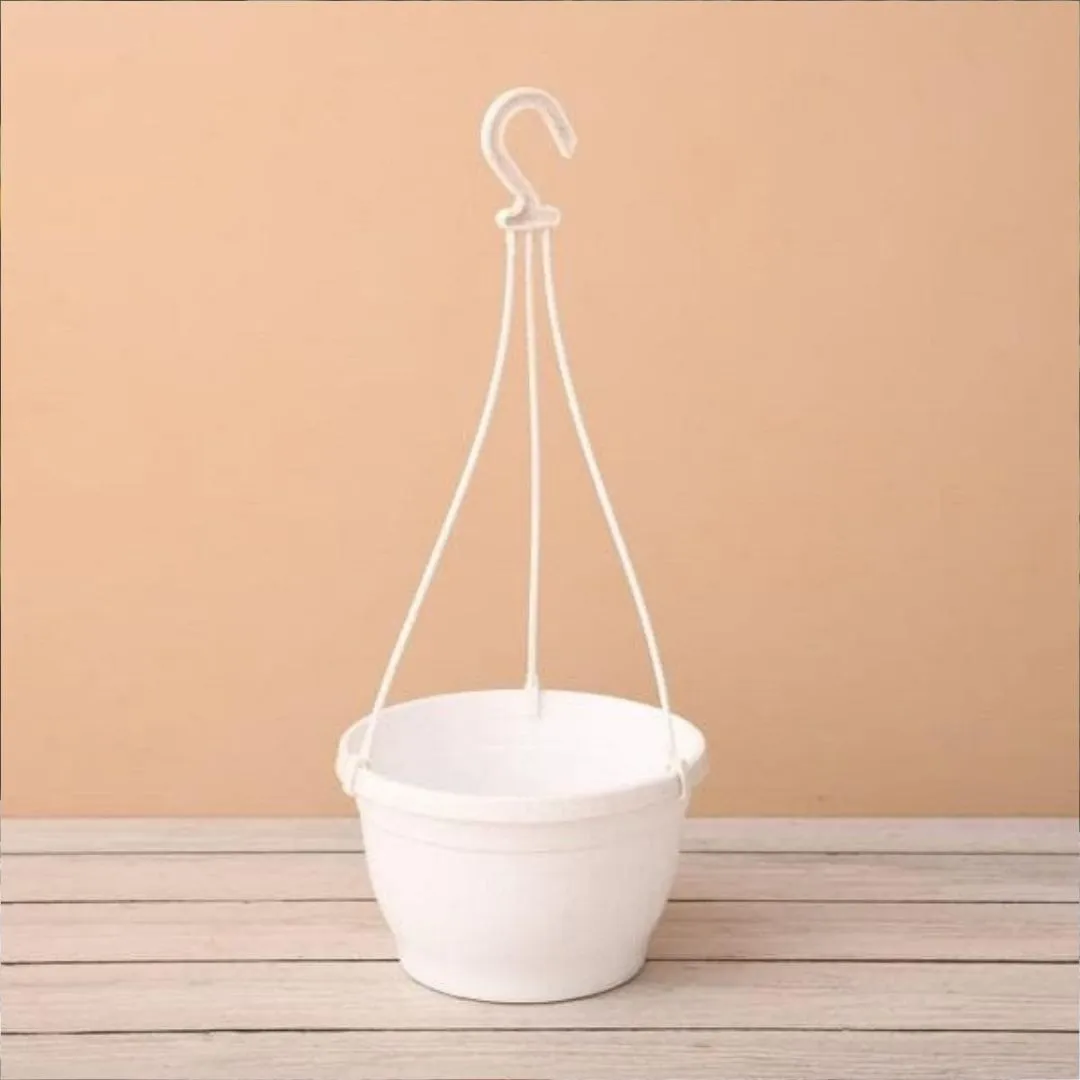 6 Inch White Premium Evara Hanging Plastic Pot