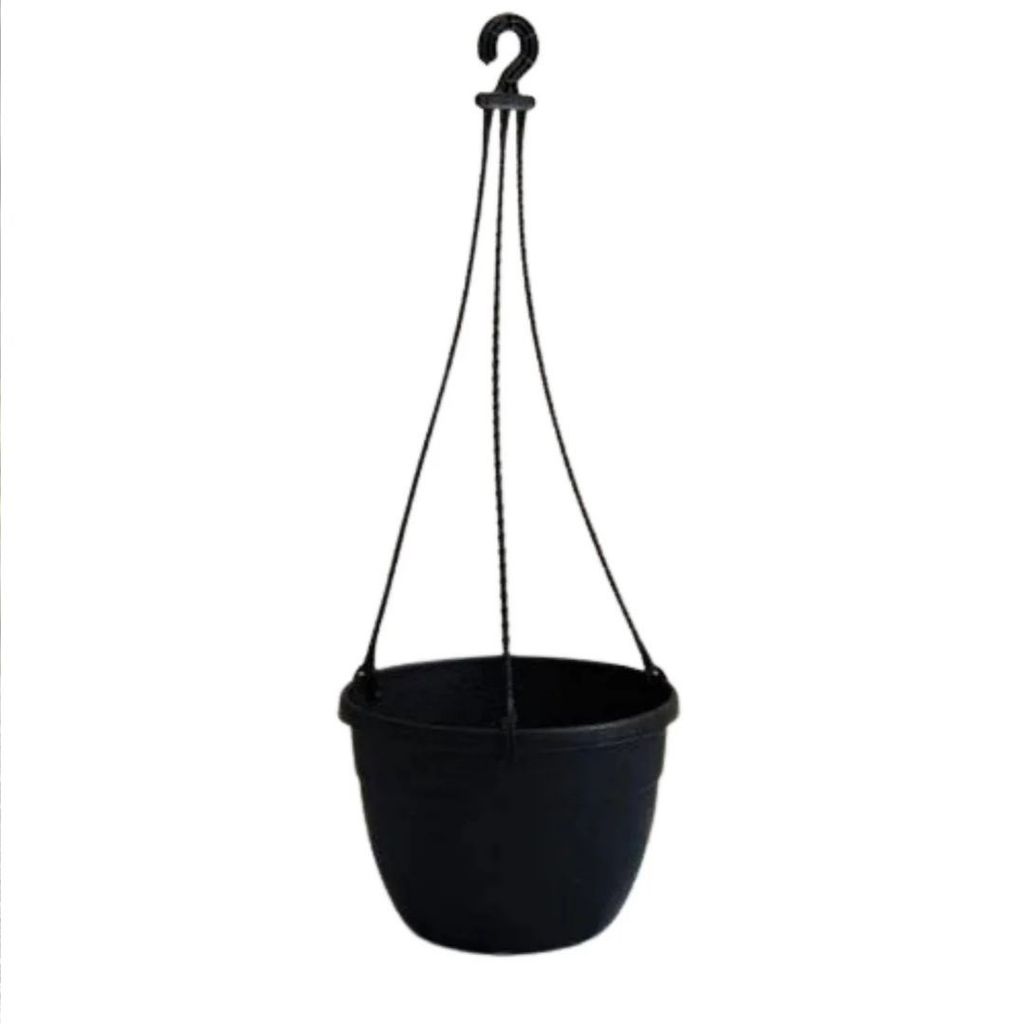 6 Inch Black Premium Evara Hanging Plastic Pot