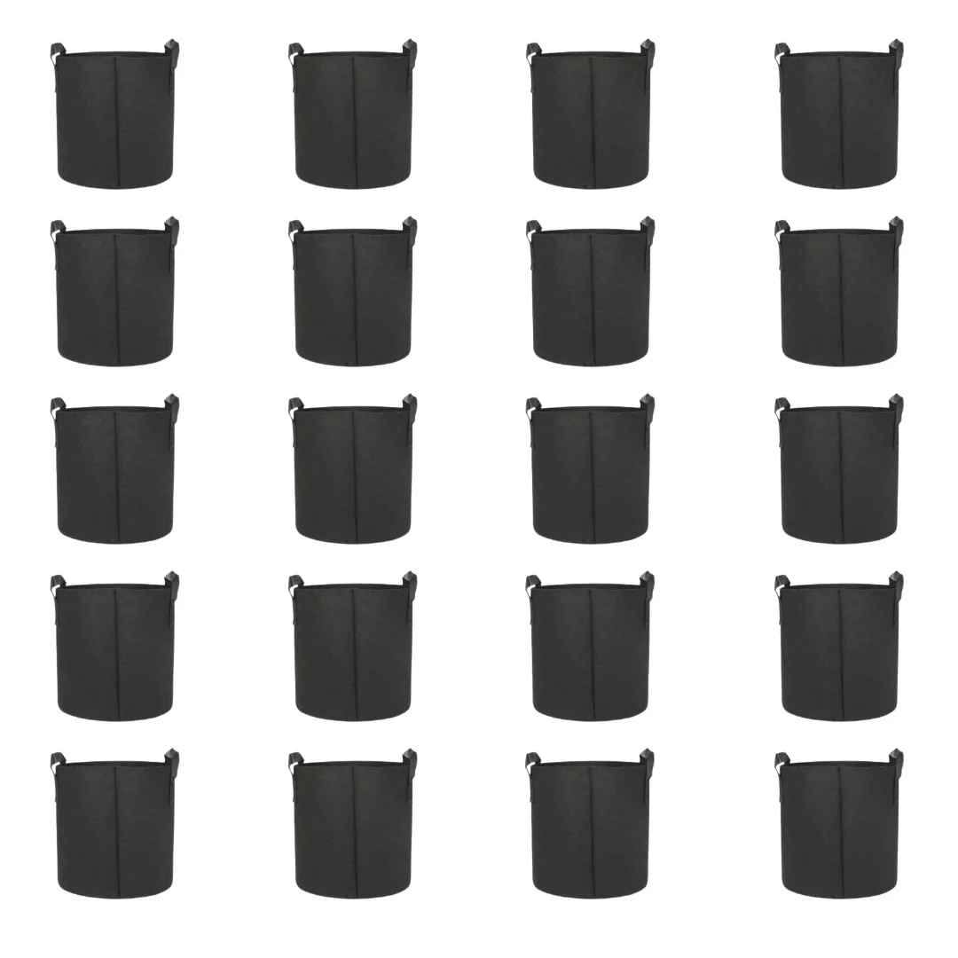 Set of 20 - 6x6 Inch Round Black LUMA Grow Bag - 400 GSM Heavy Duty Geo Fabric, Breathable, Reusable Planter for Home Gardening
