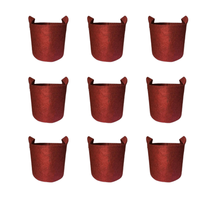 Set of 9 - Urvann 6x6 Inch Round Red Grow Bag – 400 GSM Heavy Duty Geo Fabric, Breathable, Reusable Planter for Home Gardening