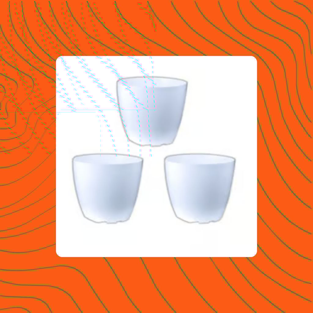 Free Gift - Set of 03 - 4 Inch White Premium Orchid Round Plastic Pot - Flash Sale