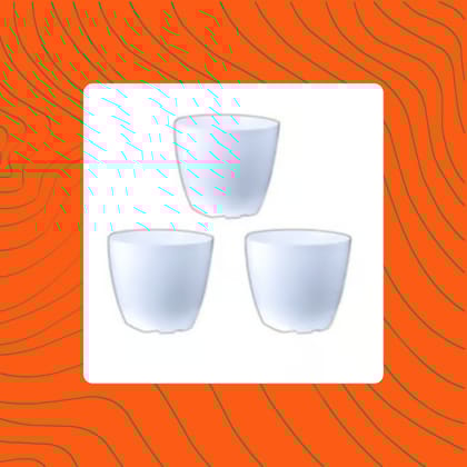 Free Gift - Set of 03 - 4 Inch White Premium Orchid Round Plastic Pot - Flash Sale