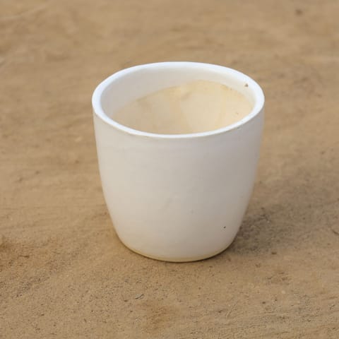 4 Inch Classy White Round Ceramic Pot