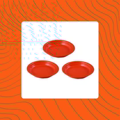 Free Gift - Set of 03 - 5 Inch Terracotta Red Premium Round Trays - To keep under the Pots - Flash Sale