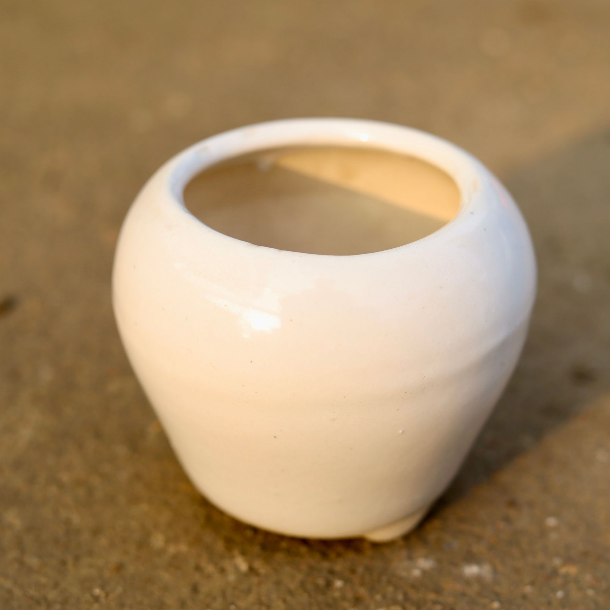 4 Inch White Classy Apple Designer Ceramic Pot