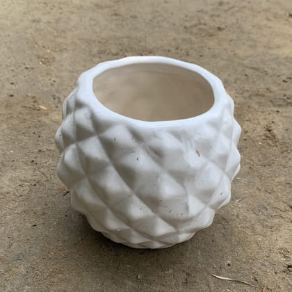 Buy 4 Inch White Diamond Designer Ceramic Pot Online | Urvann.com