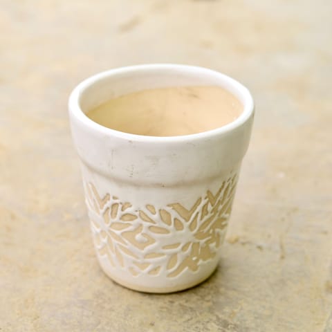 6 Inch Collar Designer Glass Ceramic Pot (any colour)