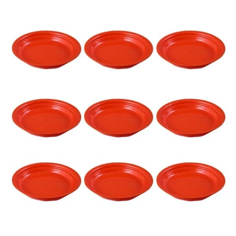 Set of 9 - 6.5 Inch Terracotta Red Premium Round Trays - To keep under the Pots