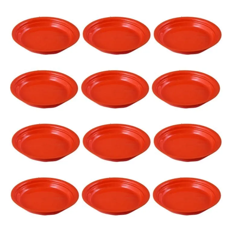Set of 12 - 4.5 Inch Terracotta Red Premium Round Trays - To keep under the Pots