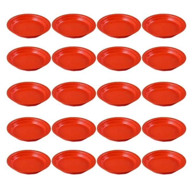 Set of 20 - 3.5 Inch Terracotta Red Premium Round Trays - To keep under the Pots