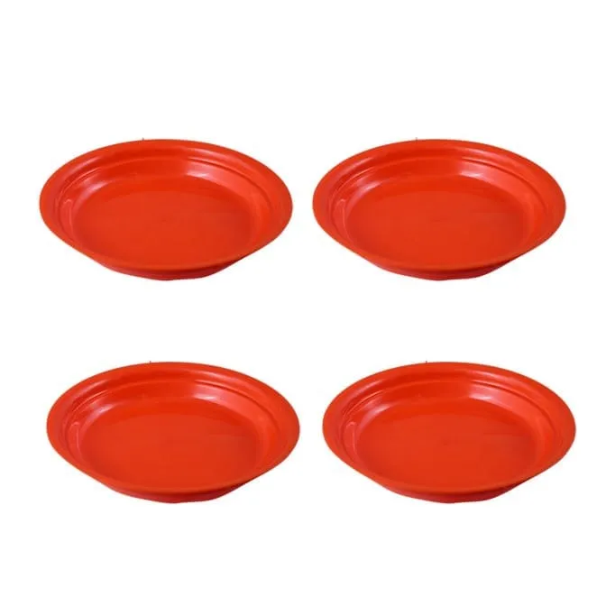 Set of 4 - 4.5 Inch Terracotta Red Premium Round Trays - To keep under the Pots