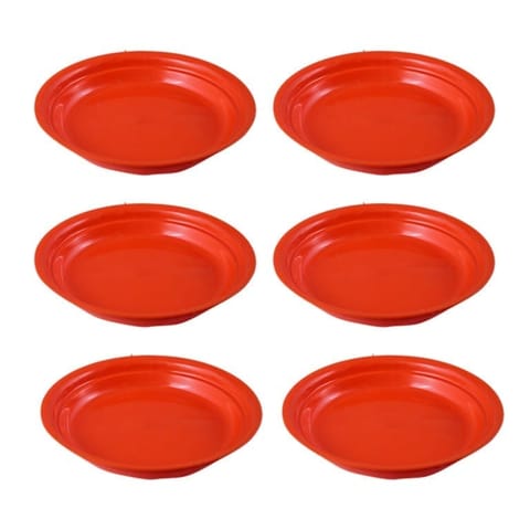 Set of 6 - 3.5 Inch Terracotta Red Premium Round Trays - To keep under the Pots