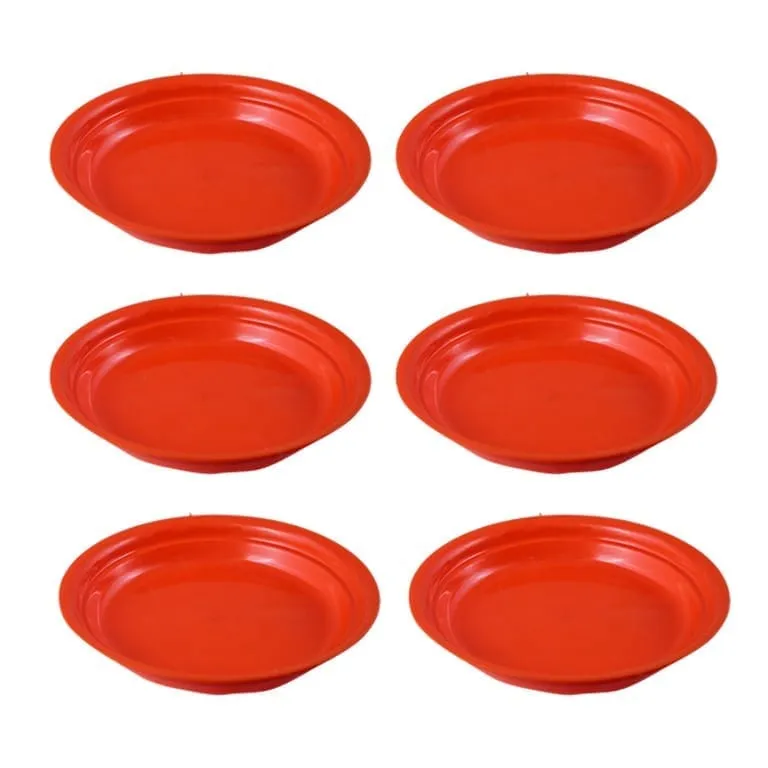 Set of 6 - 3.5 Inch Terracotta Red Premium Round Trays - To keep under the Pots