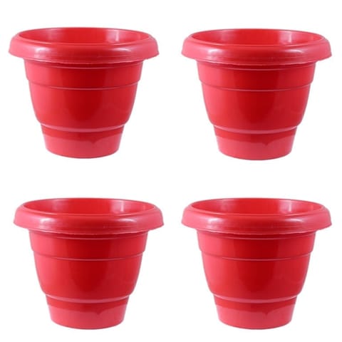 Set of 04 - 14 Inch Terracotta Red Classy Plastic Pot