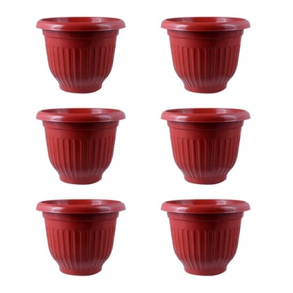 Buy Set of 06 - 12 Inch Terracotta Red Premium Olive Plastic Pot Online | Urvann.com