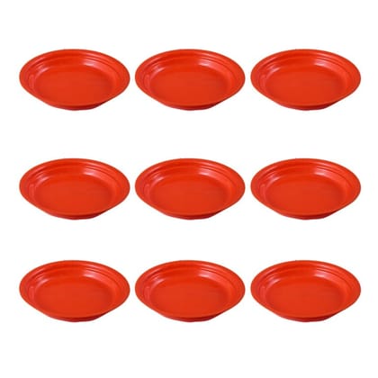 Buy Set of 09 - 5 Inch Terracotta Red Premium Round Trays - To keep under the Pots Online | Urvann.com