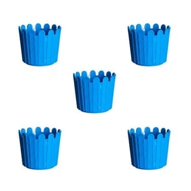 Set of 05 - 6 Inch Blue Premium Tippy Plastic Pot