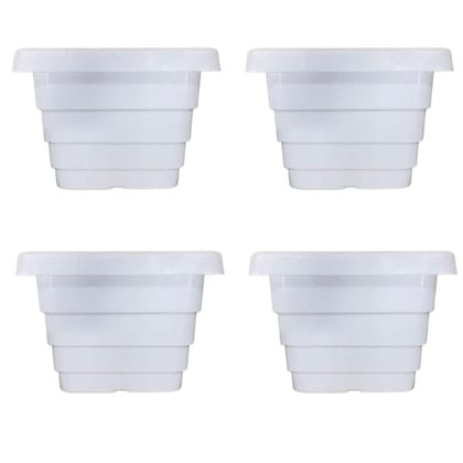 Buy Set of 04 - 4 Inch White Premium Orchid Square Plastic Pot Online | Urvann.com