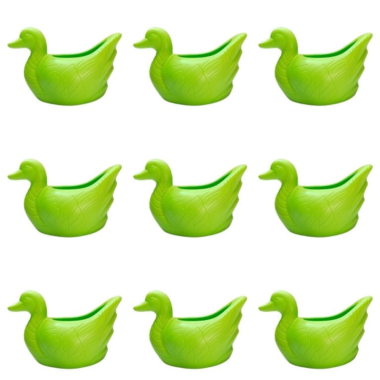 Set of 9 - 6.5 X 5.5 Inch Green Premium Duck Plastic Pot