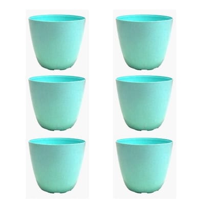 Buy Set of 6 - 4 Inch Blue Marble Premium Orchid Round Plastic Pot Online | Urvann.com