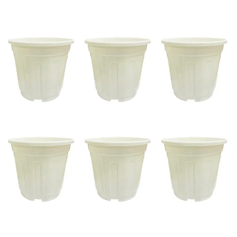 Set of 06 - 6 Inch White Super Nursery Pot