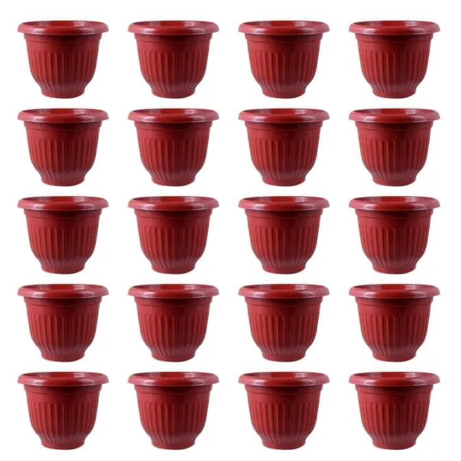 Set of 20 - 8 Inch Terracotta Red Olive Plastic Pot