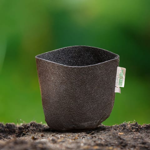 6x6 Inch Round Black LUMA Grow Bag - 400 GSM Heavy Duty Geo Fabric, Breathable, Reusable Planter for Home Gardening