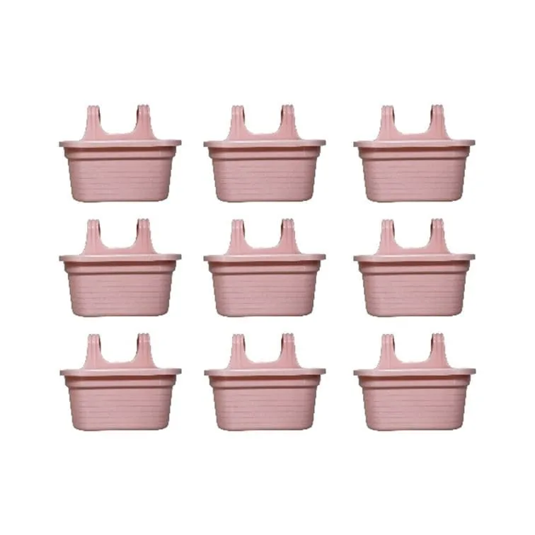 Set of 9 - 14 X 10 Inch Pink Marble Double Hook Hanging Plastic Pots