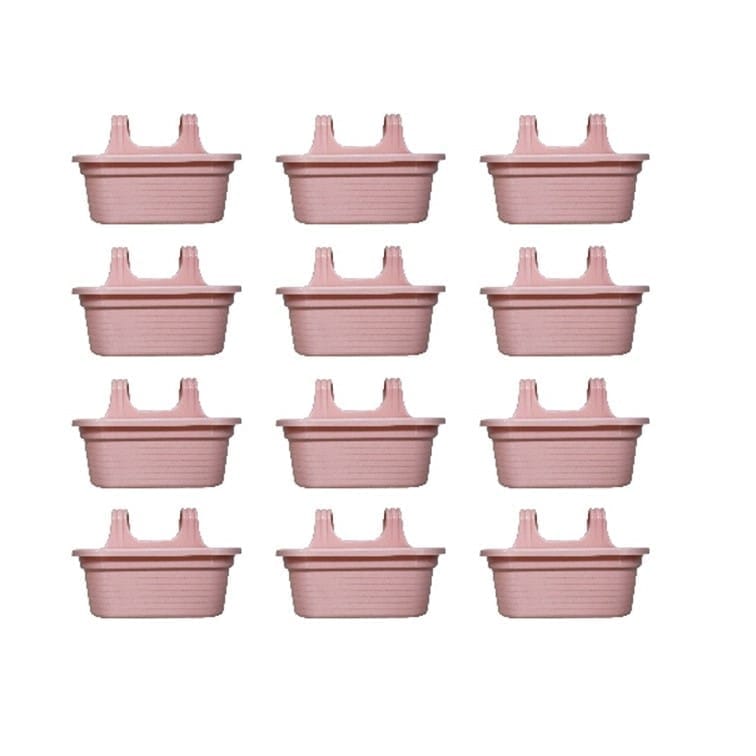 Set of 12 - 14 X 10 Inch Pink Marble Double Hook Hanging Plastic Pots