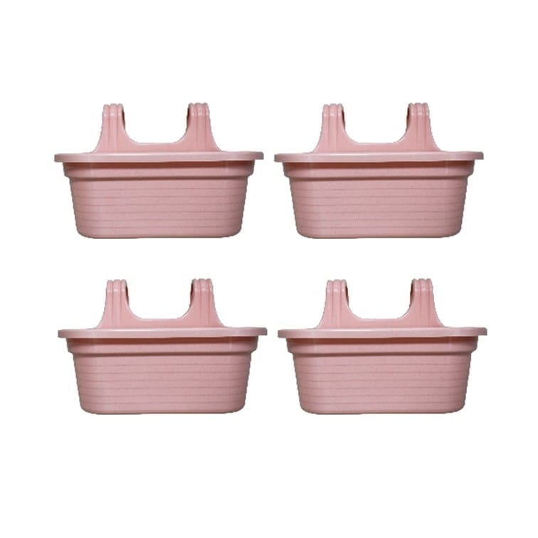 Set of 4 - 14 X 10 Inch Pink Marble Double Hook Hanging Plastic Pots