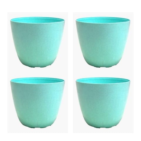Set of 4 - 4 Inch Blue Marble Premium Orchid Round Plastic Pots