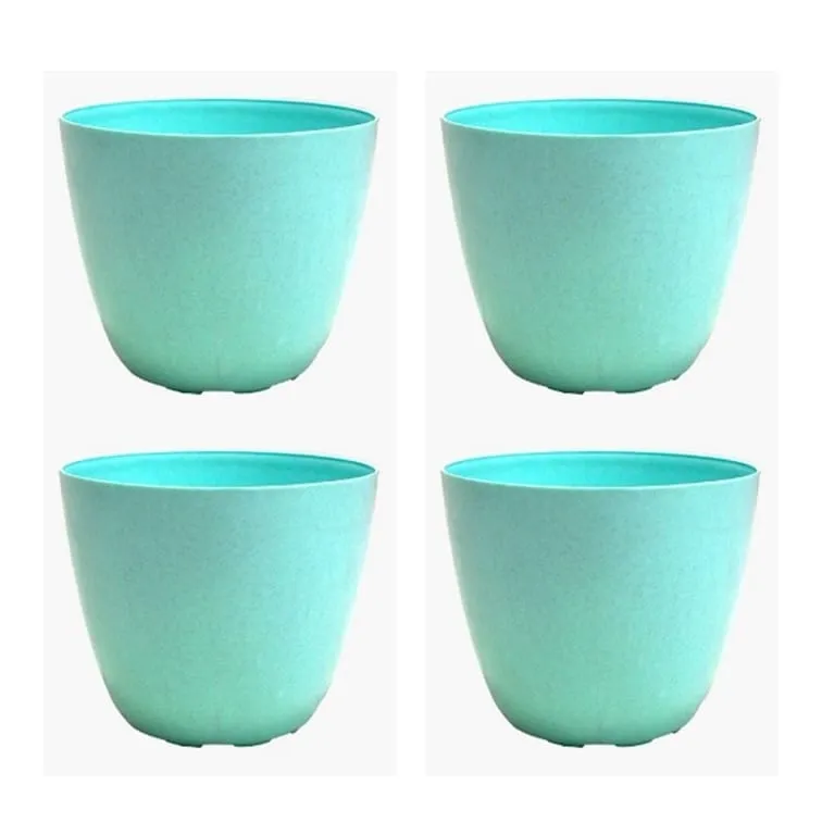 Set of 4 - 4 Inch Blue Marble Premium Orchid Round Plastic Pots