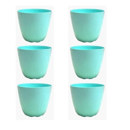 Buy Set of 6 - 4 Inch Blue Marble Premium Orchid Round Plastic Pot Online | Urvann.com