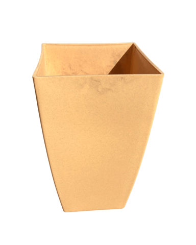 15 Inch Beige Square Tower Plastic Pot