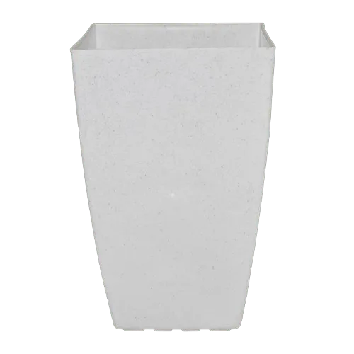 15 Inch Milky White Square Tower Plastic Pot