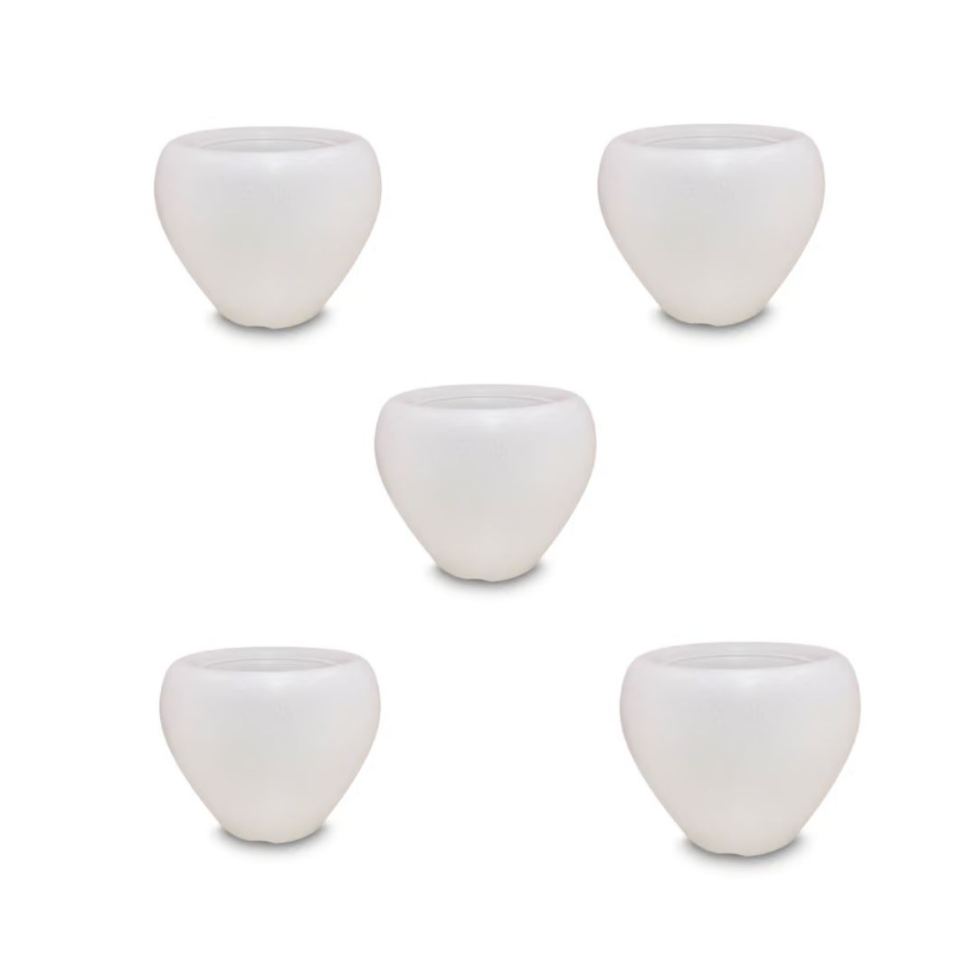 Set of 5 - 4 Inch White Apple Plastic Pots