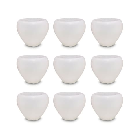 Set of 9 - 4 Inch White Apple Plastic Pots