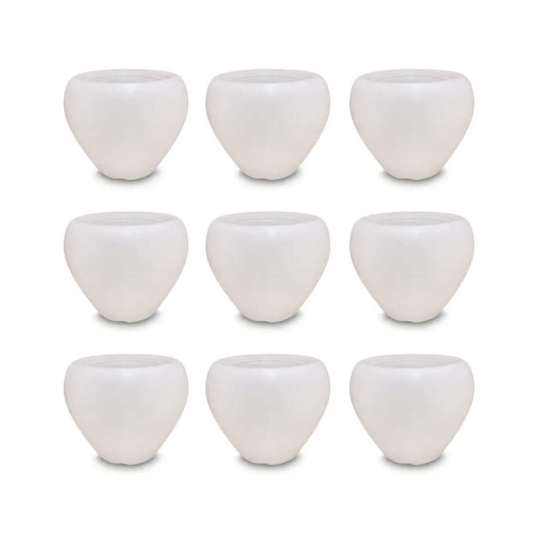Set of 9 - 4 Inch White Apple Plastic Pots