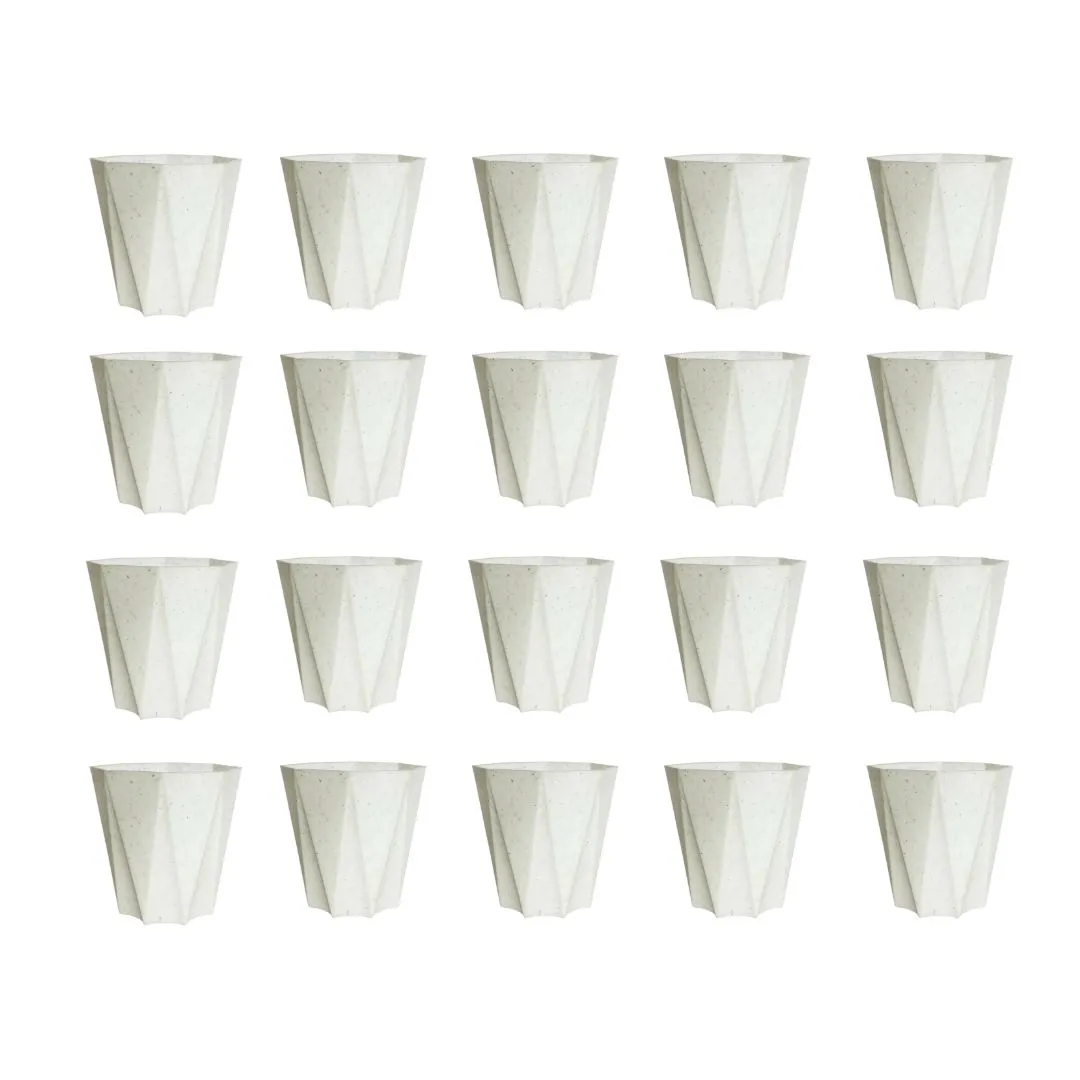 Set of 20 - 6 Inch Marble White Diamanti Plastic Pots