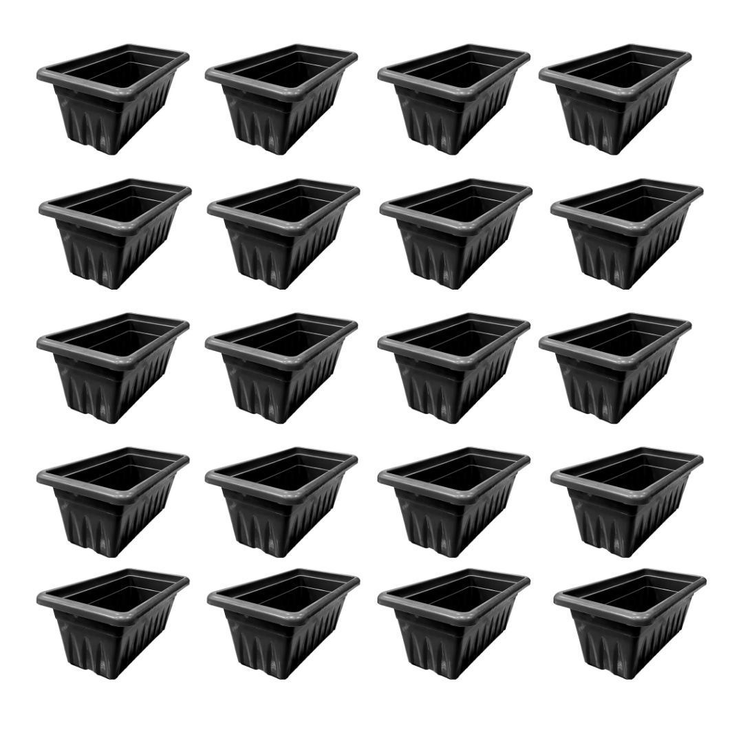 Set of 20 - 14 Inch Black Premium Jupiter Rectangular Window Plastic Pots